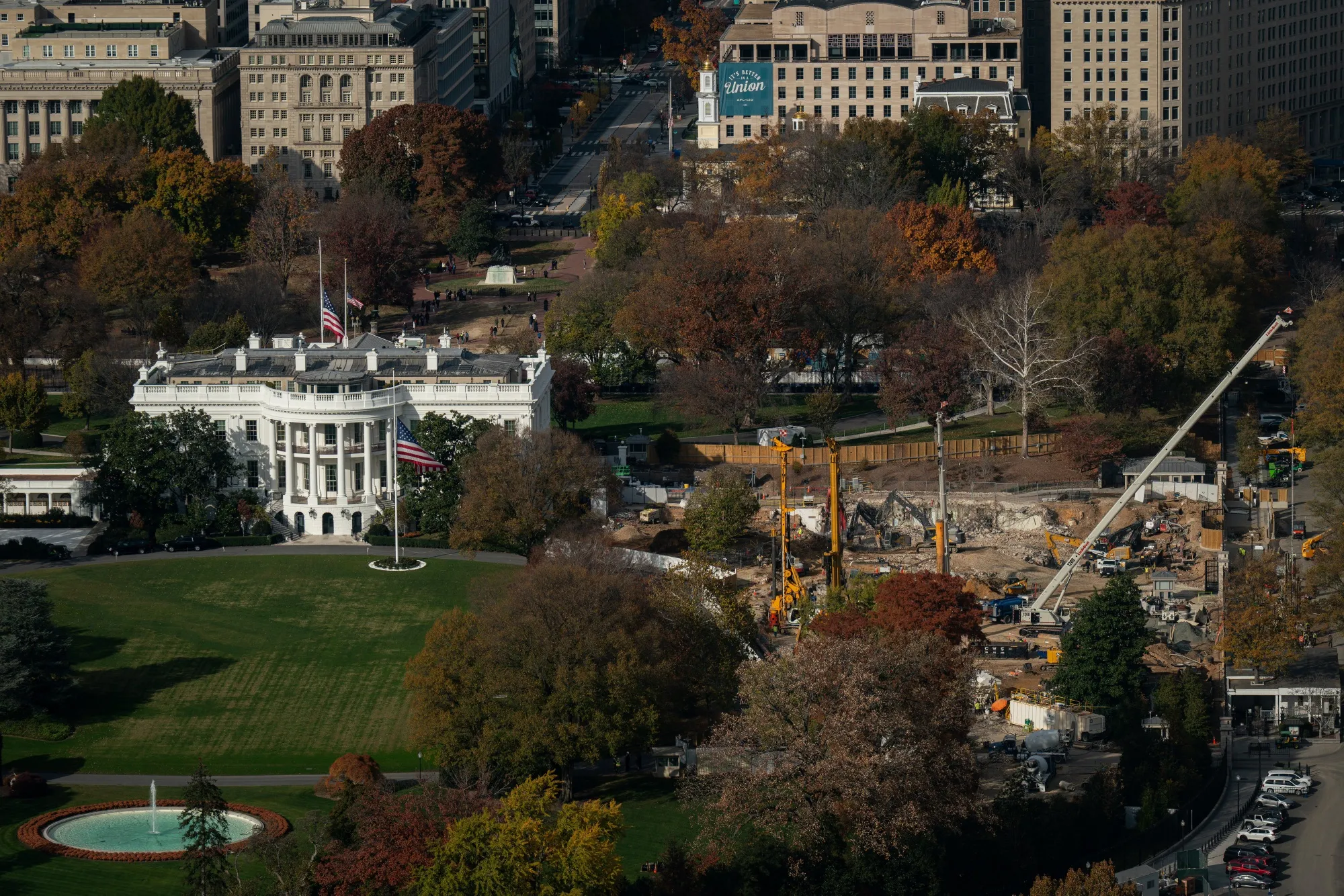 Demolition of the East Wing of the White House, during construction on the new ballroom extension of the White House.
