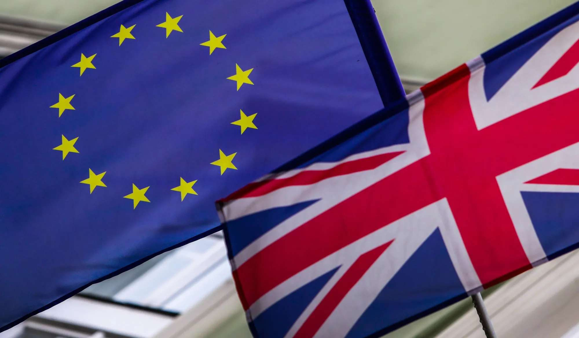 European Union And Great Britain Flags