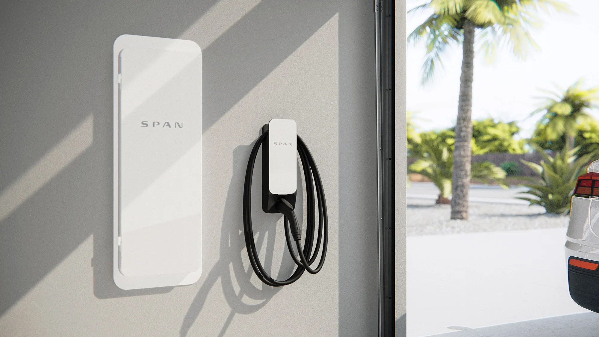A Span smart electrical panel and EV charger.