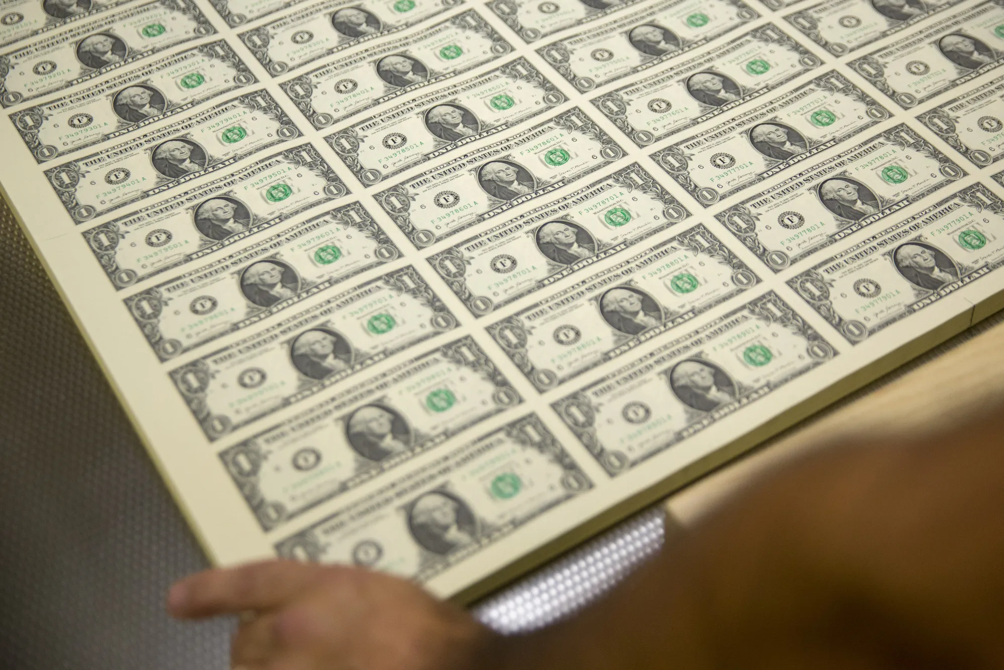 Treasury Secretary Mnuchin Views Production Of Currency Bearing His Signature