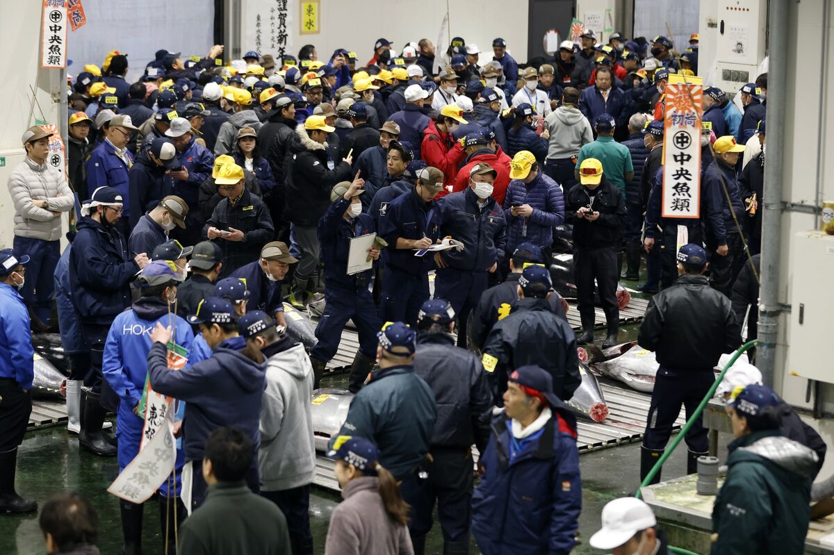 First Tuna Auction Of The Year At Toyosu Market