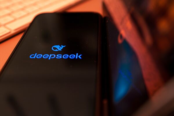 The DeepSeek logo arranged on a smartphone in Hong Kong, China, on Monday, Jan. 27, 2025. 