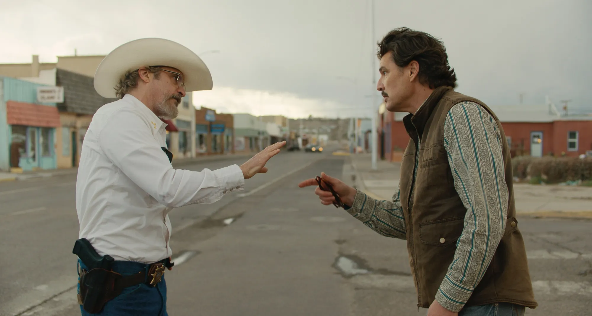 Joaquin Phoenix and Pedro Pascal in&nbsp;Eddington.