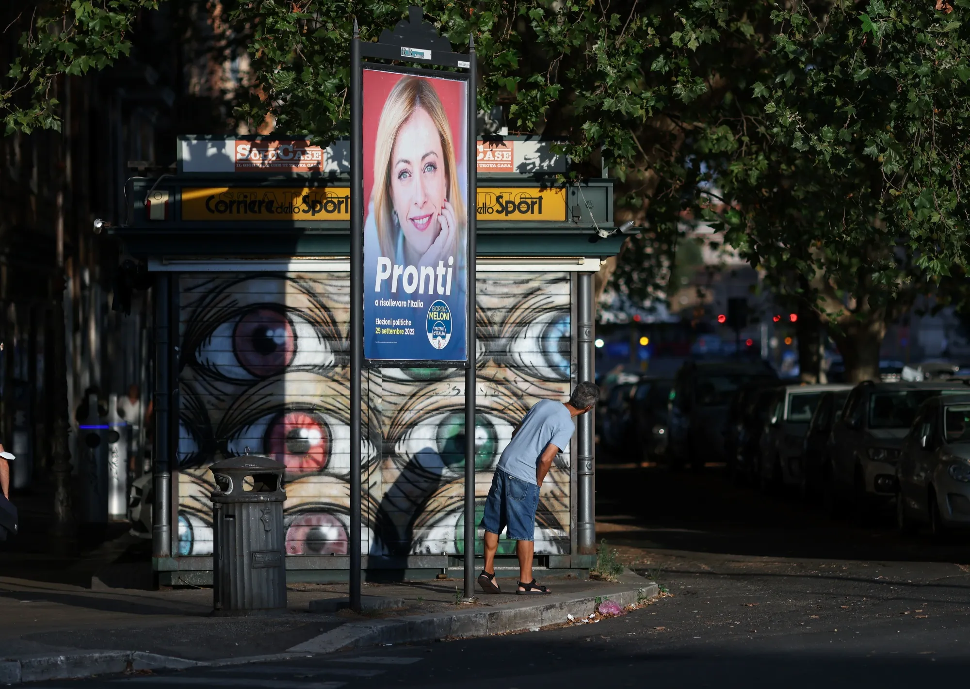 An election poster&nbsp;of Giorgia Meloni,&nbsp;in Rome.