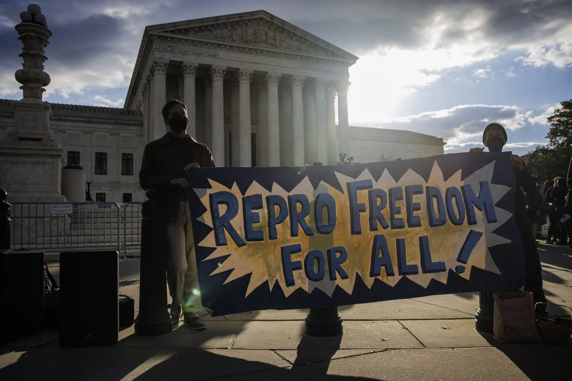Pro-choice demonstrators outside of the U.S. Supreme Court.