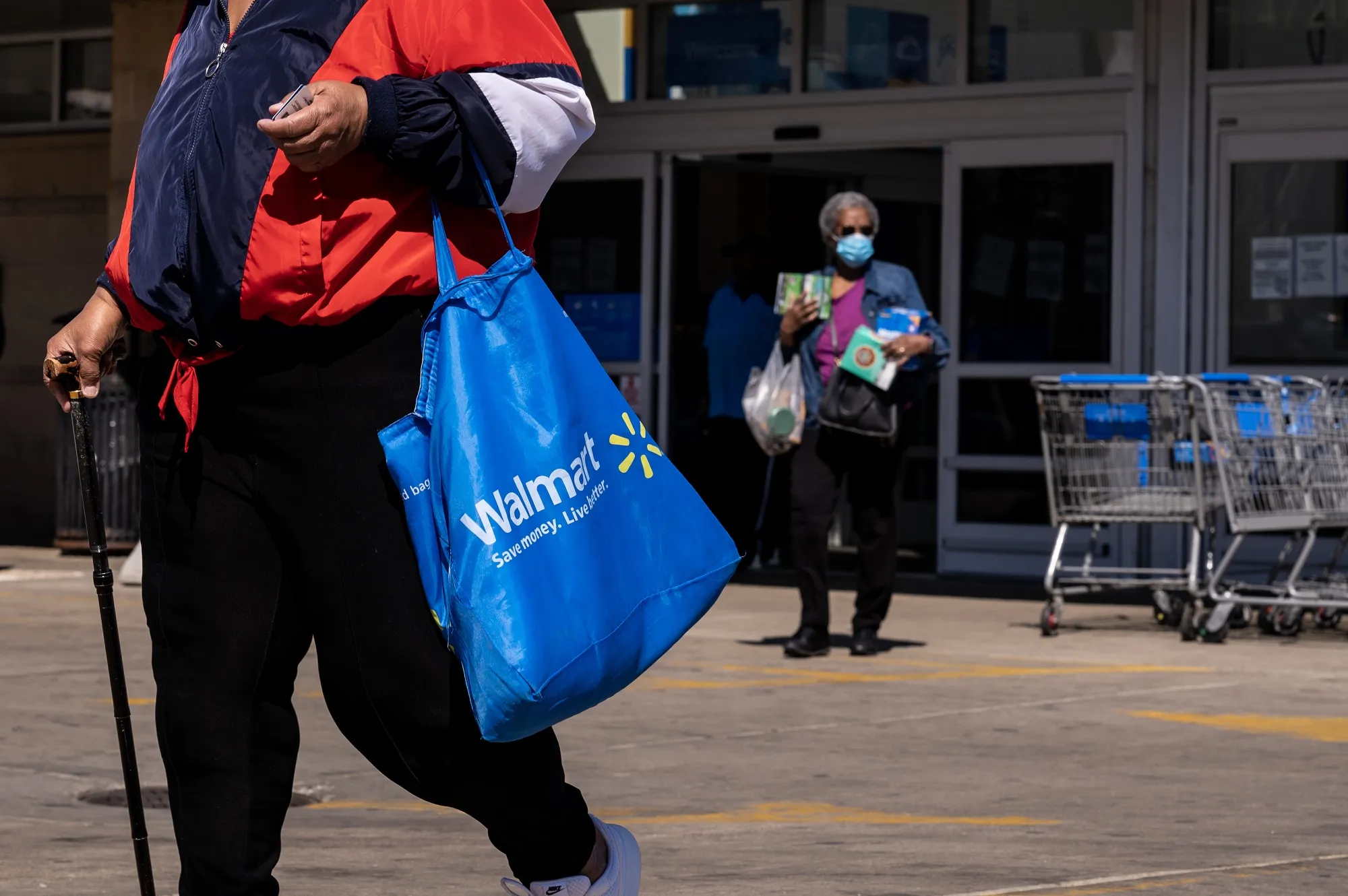 Shoppers outside a Walmart store in Chicago, Illinois.