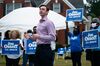 Jon Ossoff speaks to volunteers and supporters at a campaign event in Stone Mountain, Georgia, on Saturday, Sept. 26.
