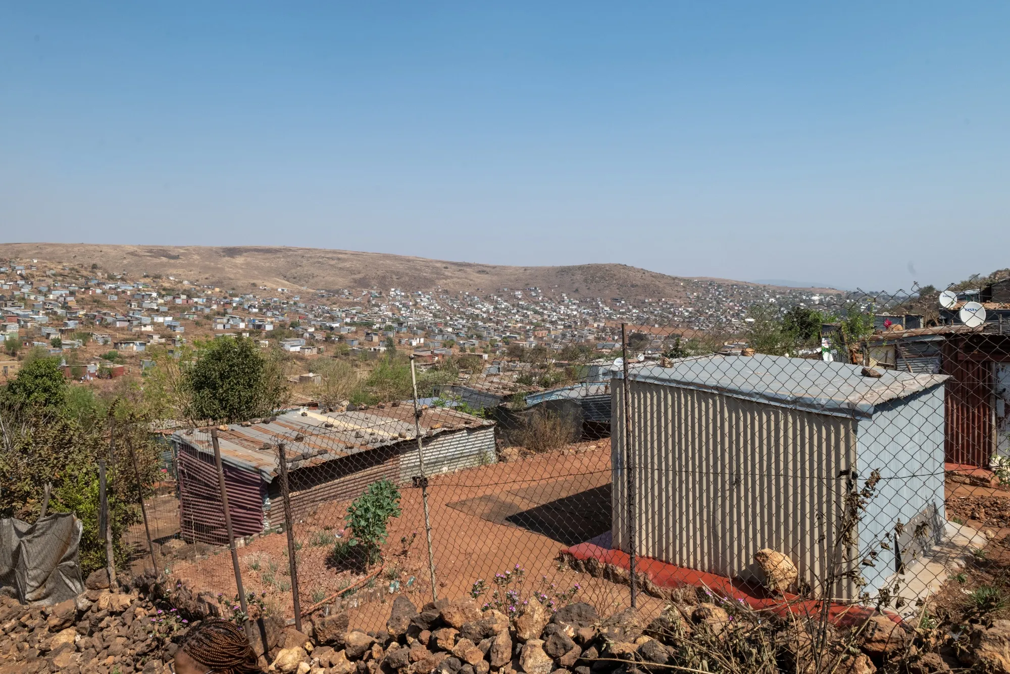 Shacks made out of steel sheets in Itireleng shantytown.