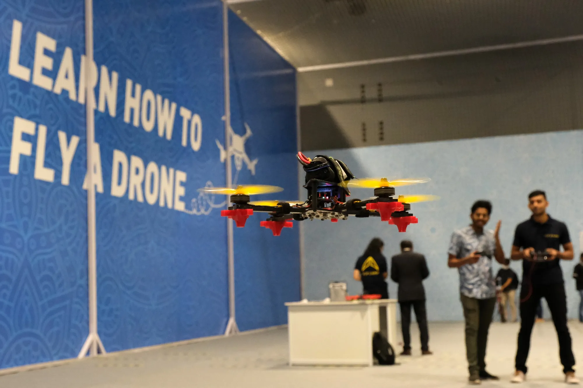 Attendees fly a drone at the festival in New Delhi. &nbsp;The high-tech fliers could change the way Indians are able to access medicine.&nbsp;