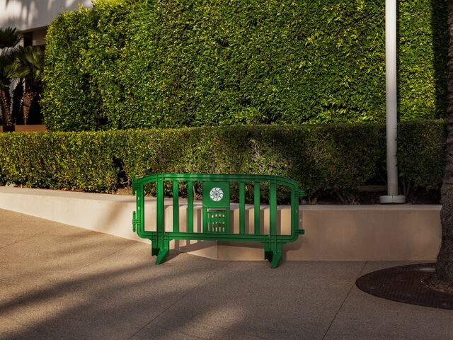 The Irvine Company’s logo on a partition divider in Irvine, California