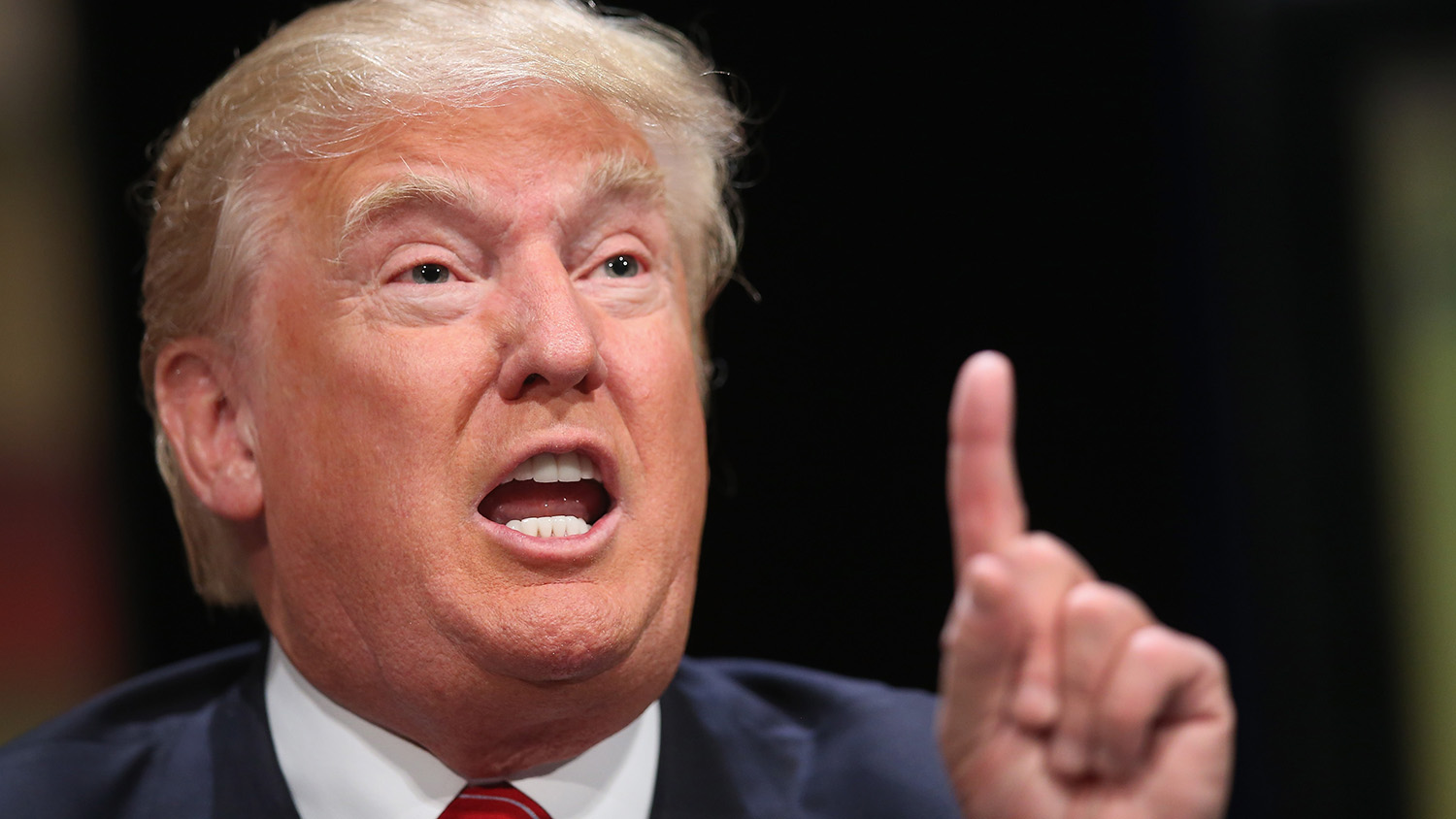 AMES, IA - JULY 18: Republican presidential hopeful businessman Donald Trump fields questions at The Family Leadership Summit at Stephens Auditorium on July 18, 2015 in Ames, Iowa. According to the organizers the purpose of The Family Leadership Summit is to inspire, motivate, and educate conservatives.

