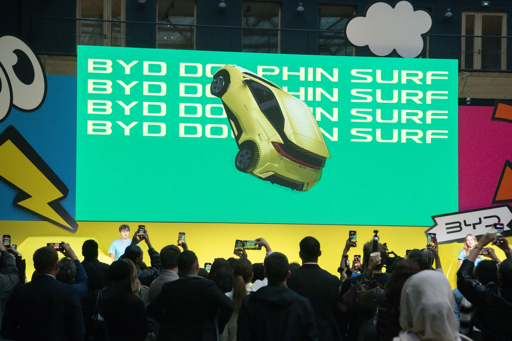 The launch event of the BYD Co. Dolphin Surf electric vehicle in Paris.