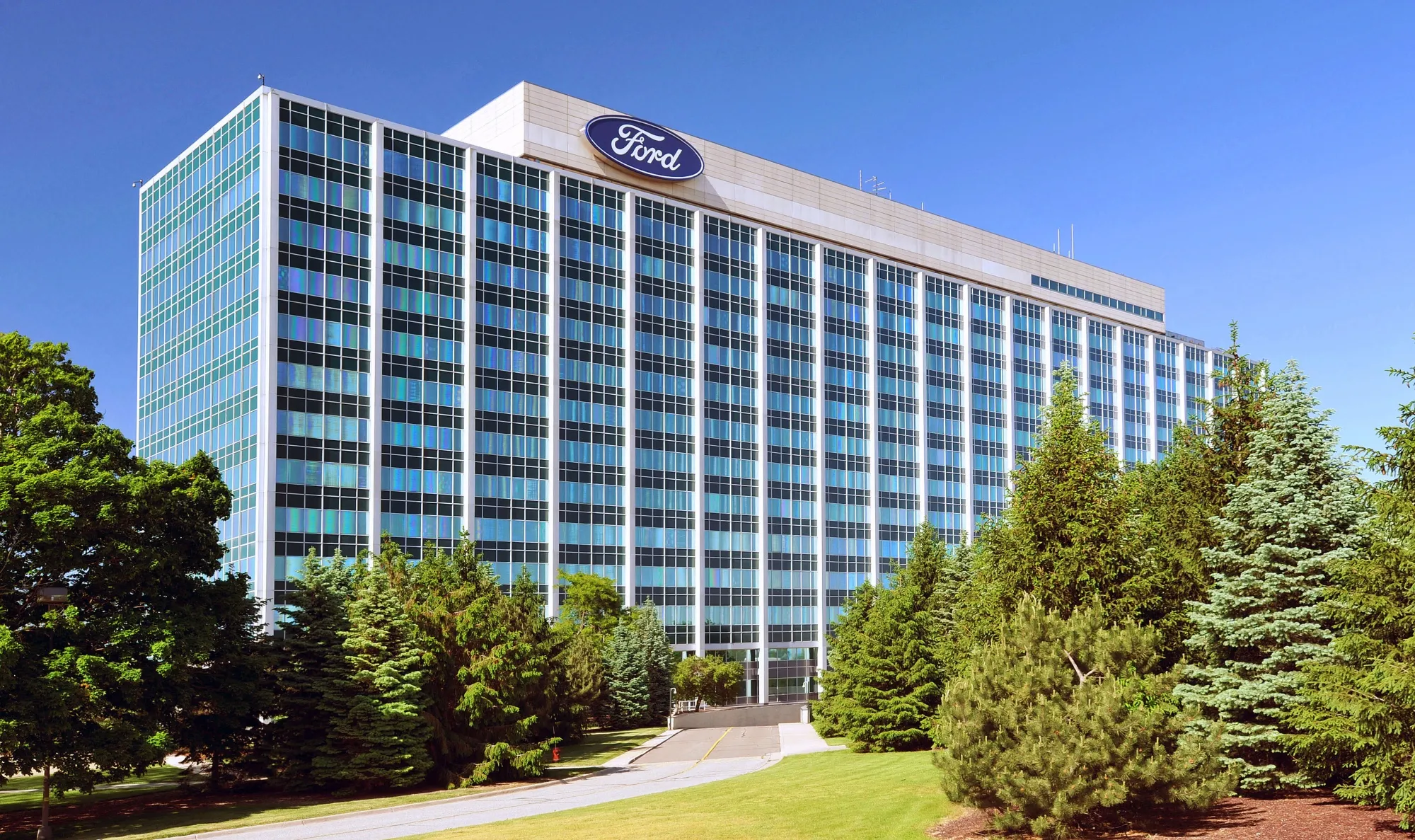 The Ford Motor Company’s world headquarters building in Dearborn, Michigan, as seen in 2012.&nbsp;