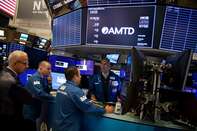 Trading On The Floor Of The NYSE As Stock Losses Deepen on Trade Angst 