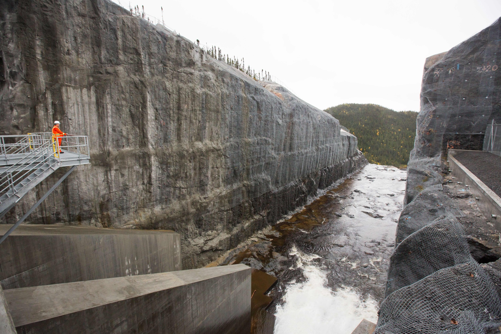 The spillway for Hydro-Quebec’s Romaine 3 hydroelectric dam in the Côte-Nord Administrative Region of Canada.