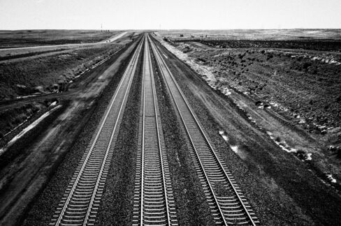 Rail lines for coal trains that leave the Powder River Basin.
