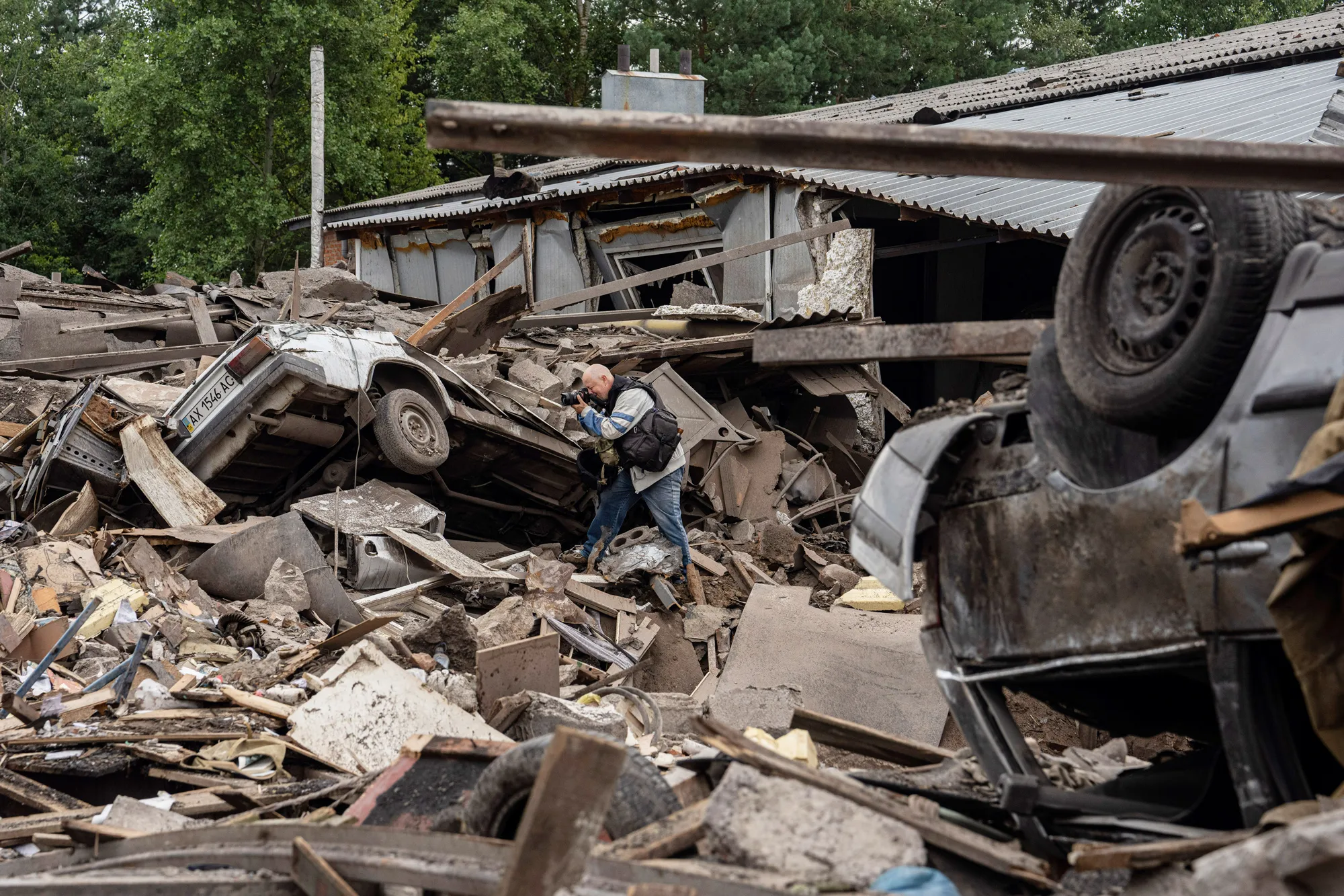 Damaged buildings following Russian strikes&nbsp;in Kharkiv region, Ukraine.
