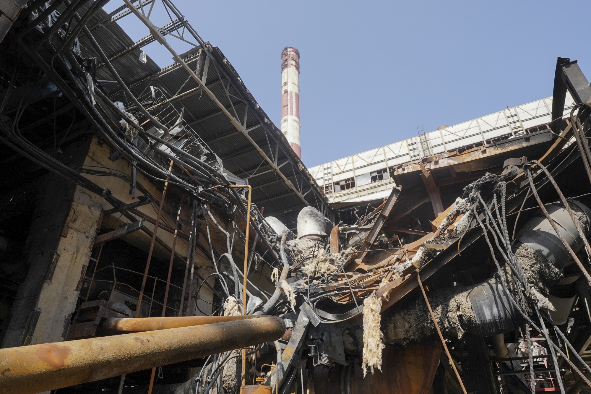 A damaged thermal power plant near Kharkiv, Ukraine, on April 12.