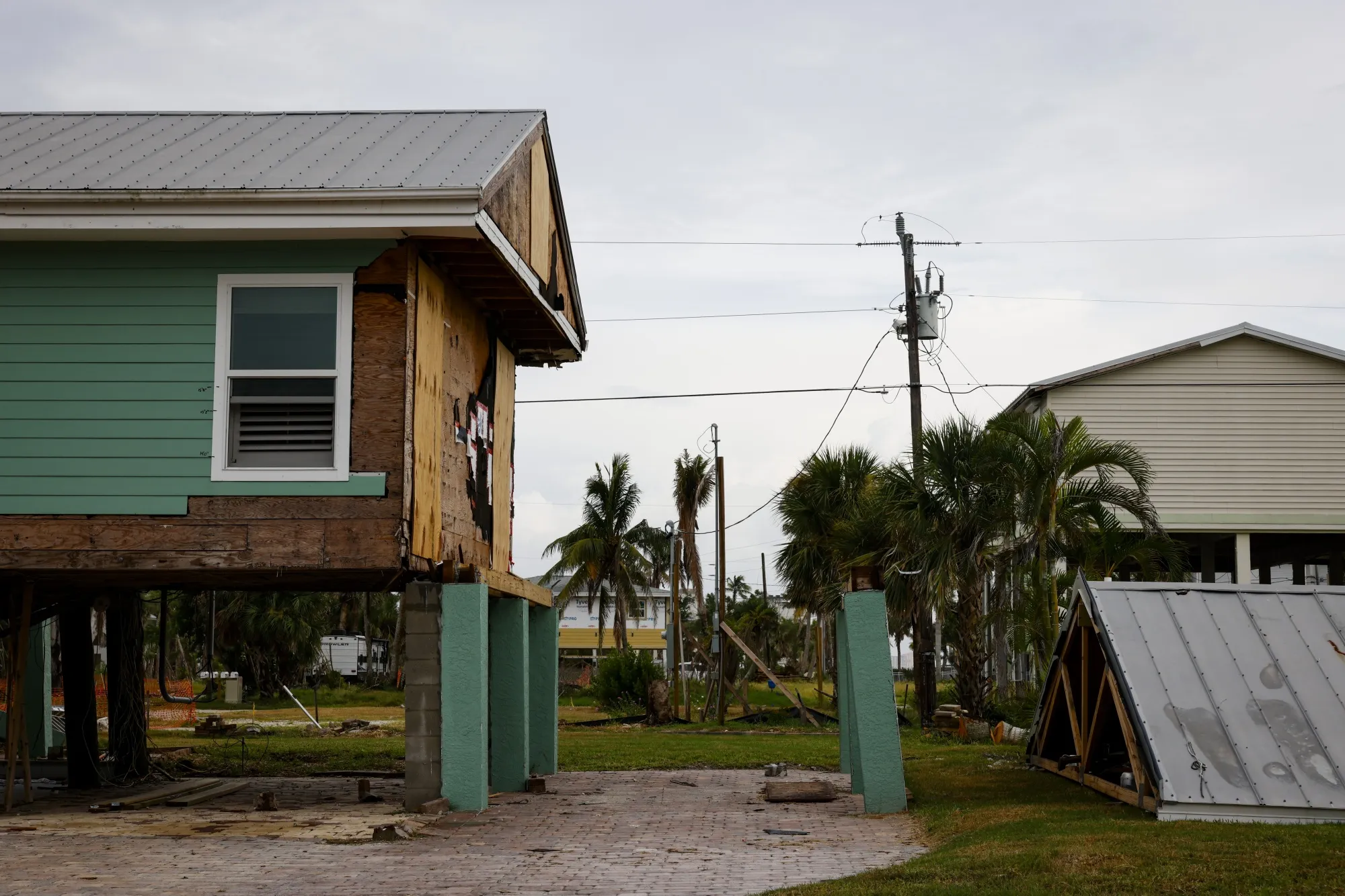 A house damaged following Hurricane Ian in Fort Myers Beach, Florida, on&nbsp;Aug. 29, 2023. Climate-driven weather events are driving up home insurance premiums across the US.