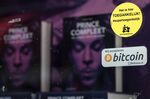 A sign indicates 'Bitcoin Accepted' in the window of a book store in Arnhem, Netherlands, on Nov. 10, 2022.