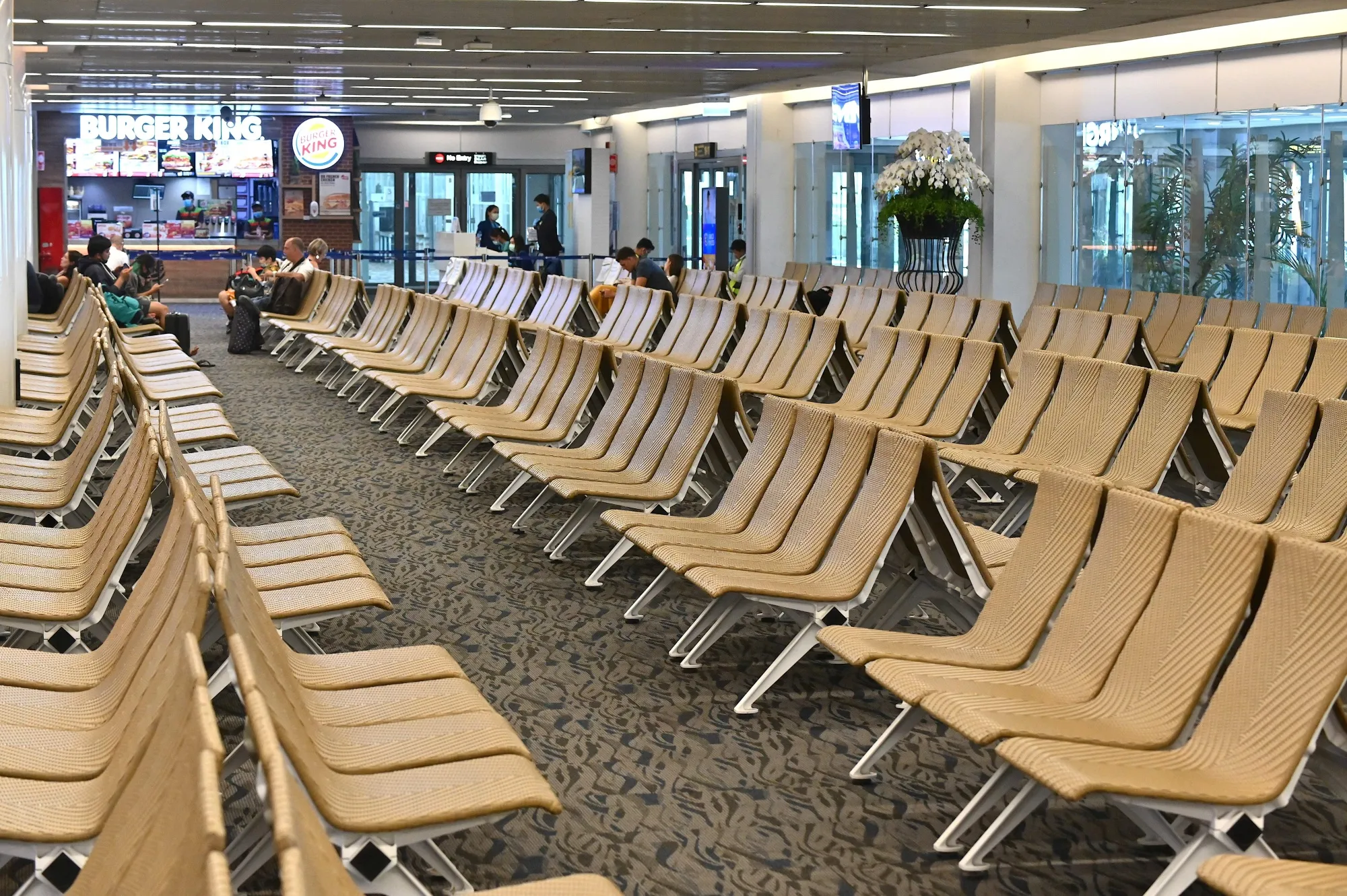 A quiet seating area in the domestic terminal of the Phuket Airport on March 22.