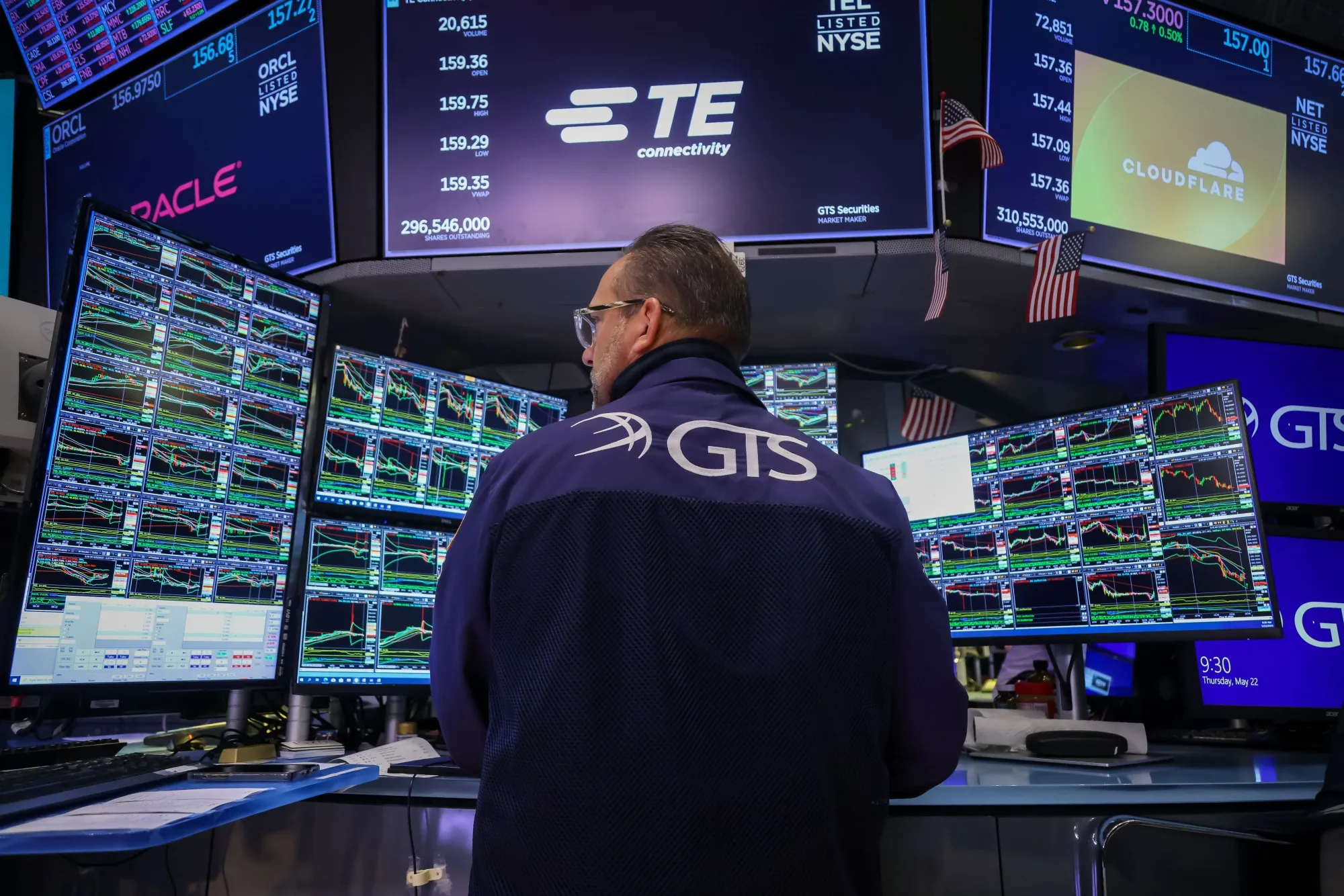 A trader works on the floor of the New York Stock Exchange&nbsp;on&nbsp;May 22.