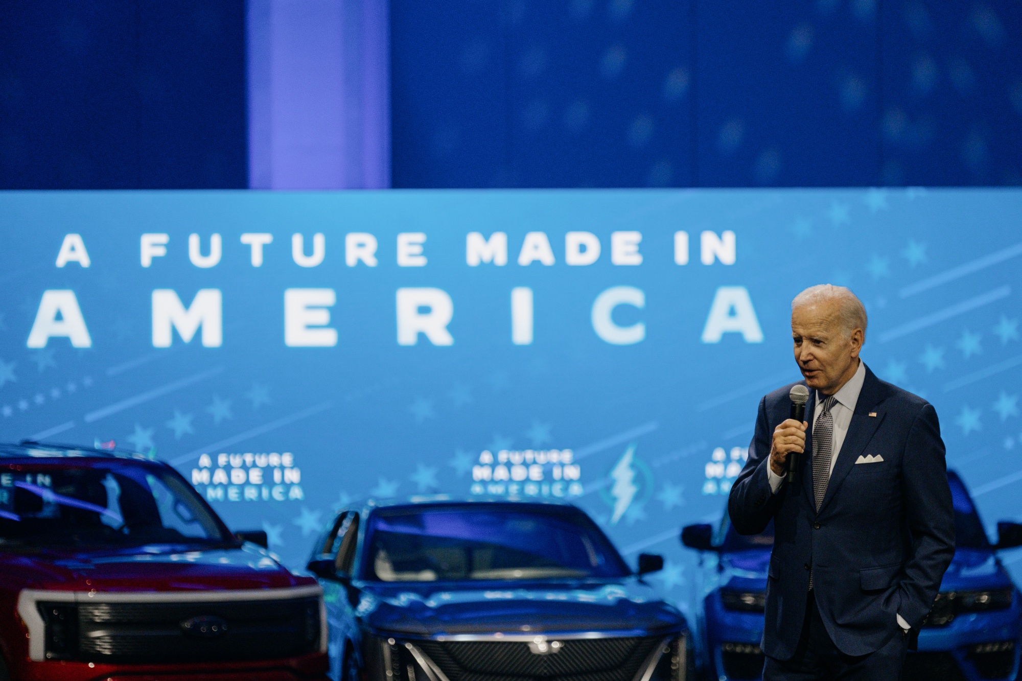 US President Joe Biden speaking at the Detroit auto show in September.