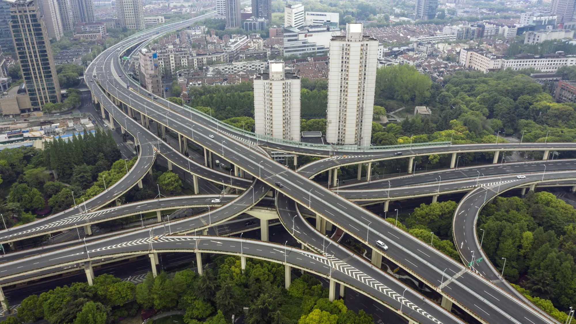 Empty roads during a lockdown due to Covid-19 in Shanghai, on April 19.