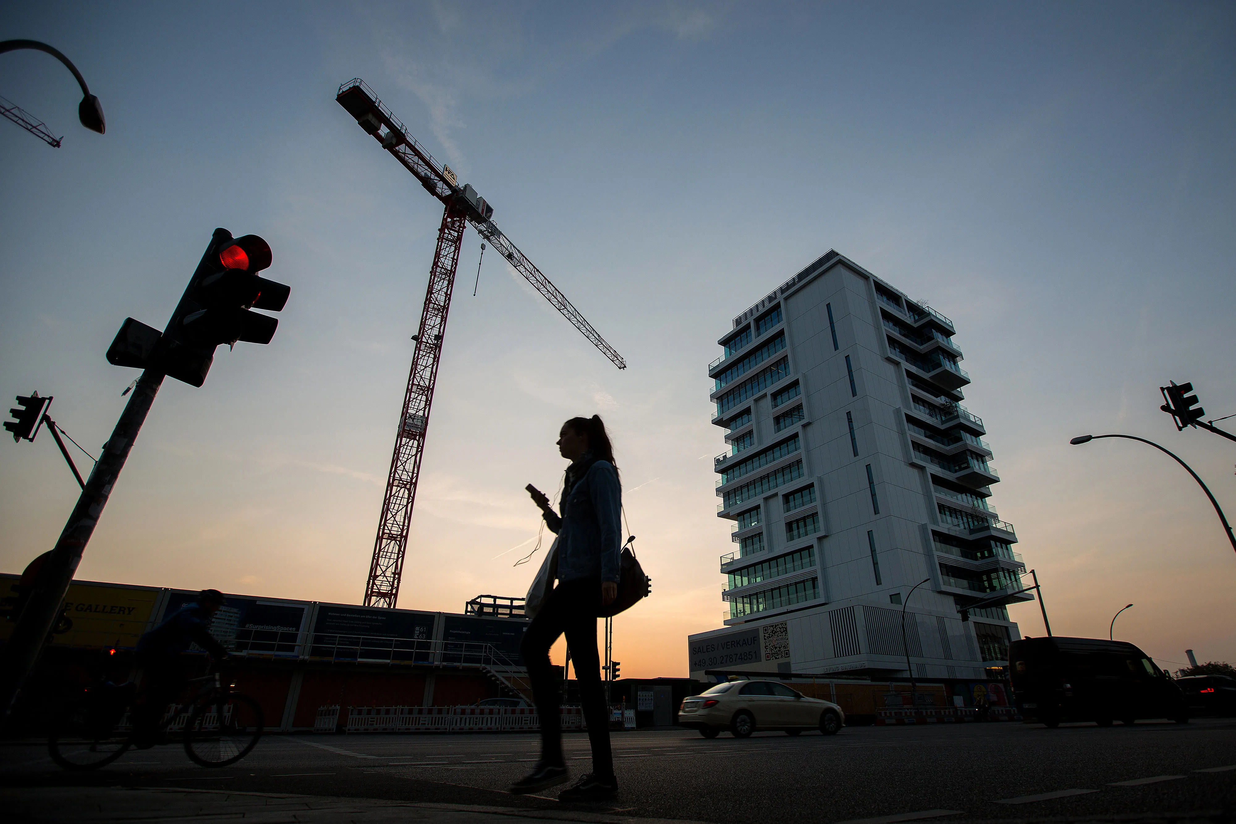 Construction work in the Friedrichshain district of Berlin.
