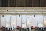 Rooms for patients are set up at a temporary hospital in the Jacob Javits Convention Center in New York, on March 27. 