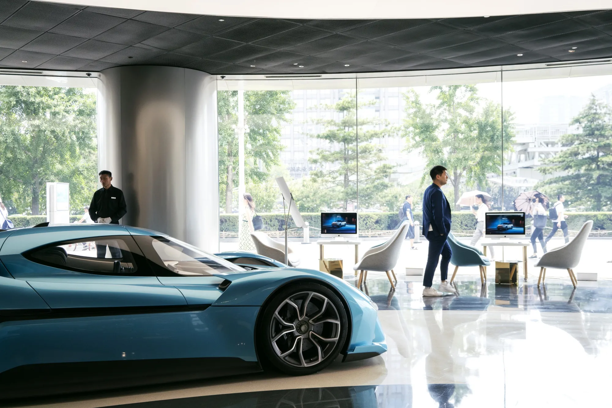 A NIO&nbsp;EP9 electric sports vehicle stands on display at the automaker's showroom in Beijing, China.