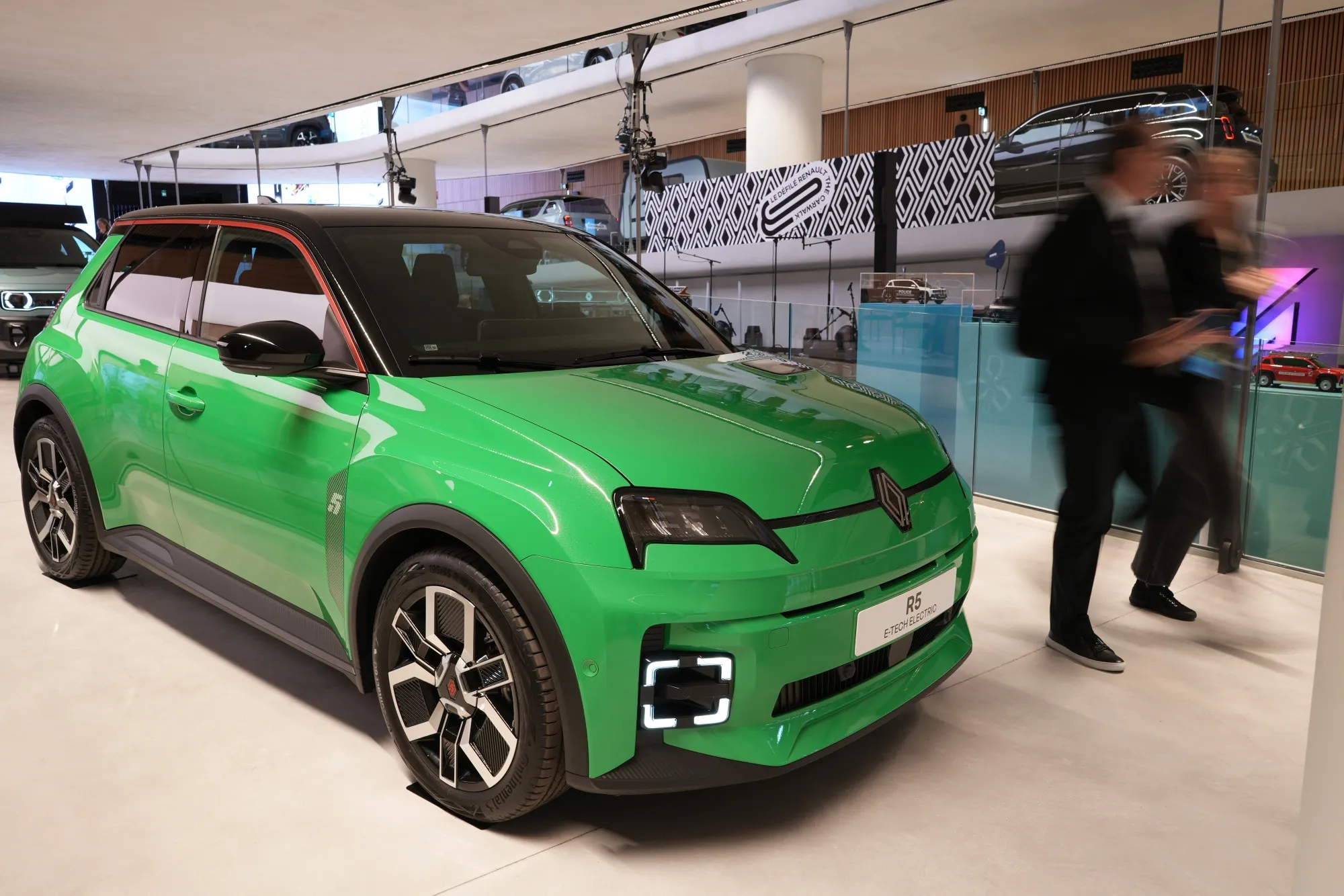 A Renault R5 electric vehicle at the company's flagship showroom in Paris.