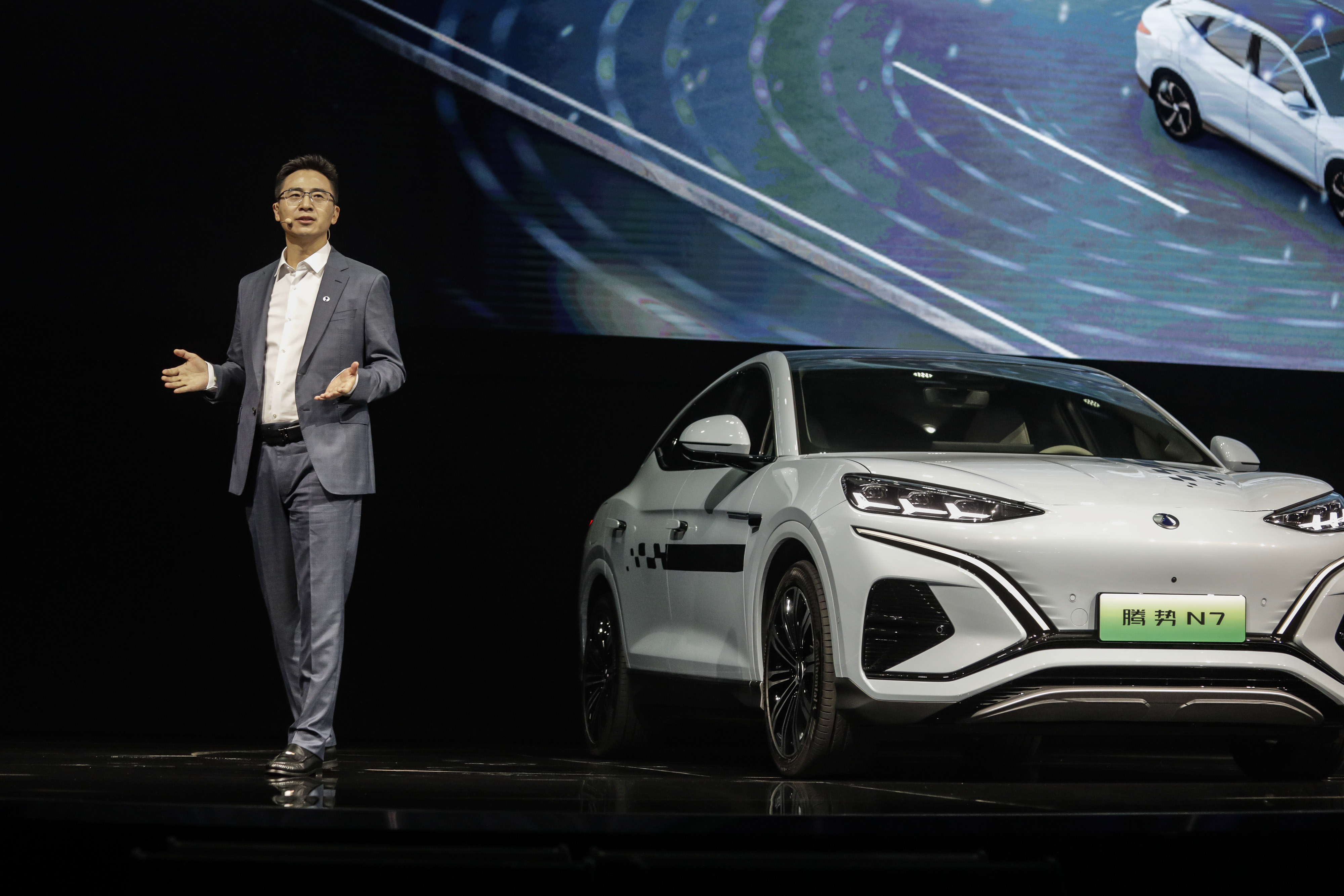 Yang Dongsheng, vice president of BYD, at&nbsp;an unveiling event for the BYD Denza N7 electric (SUV)&nbsp;in July.