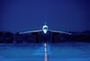 Supersonic transport taxiing on runway