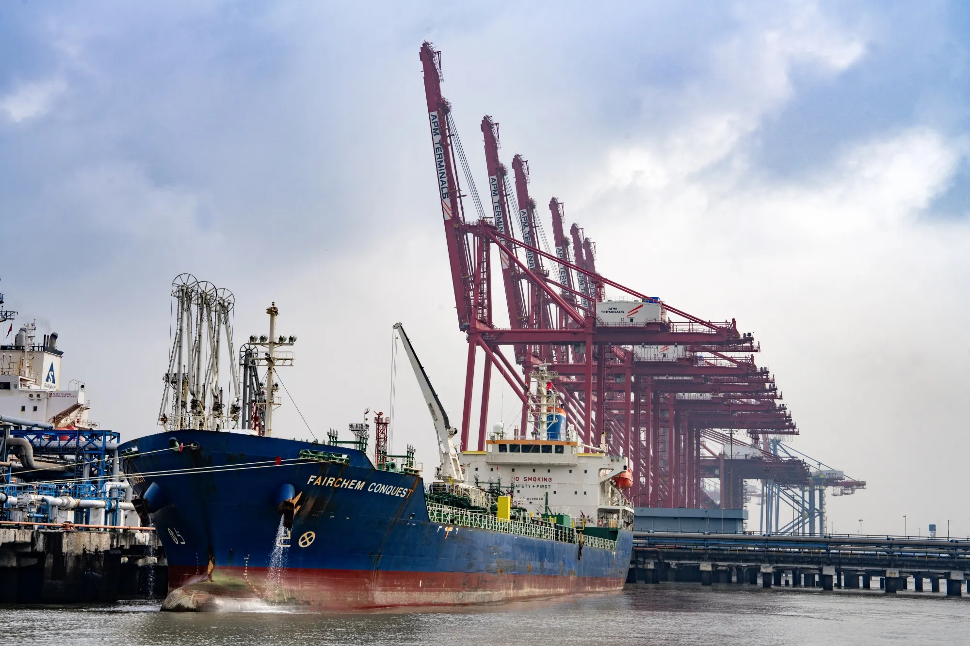 A tanker at Jawaharlal Nehru Port in Navi Mumbai, Maharashtra, India.&nbsp;