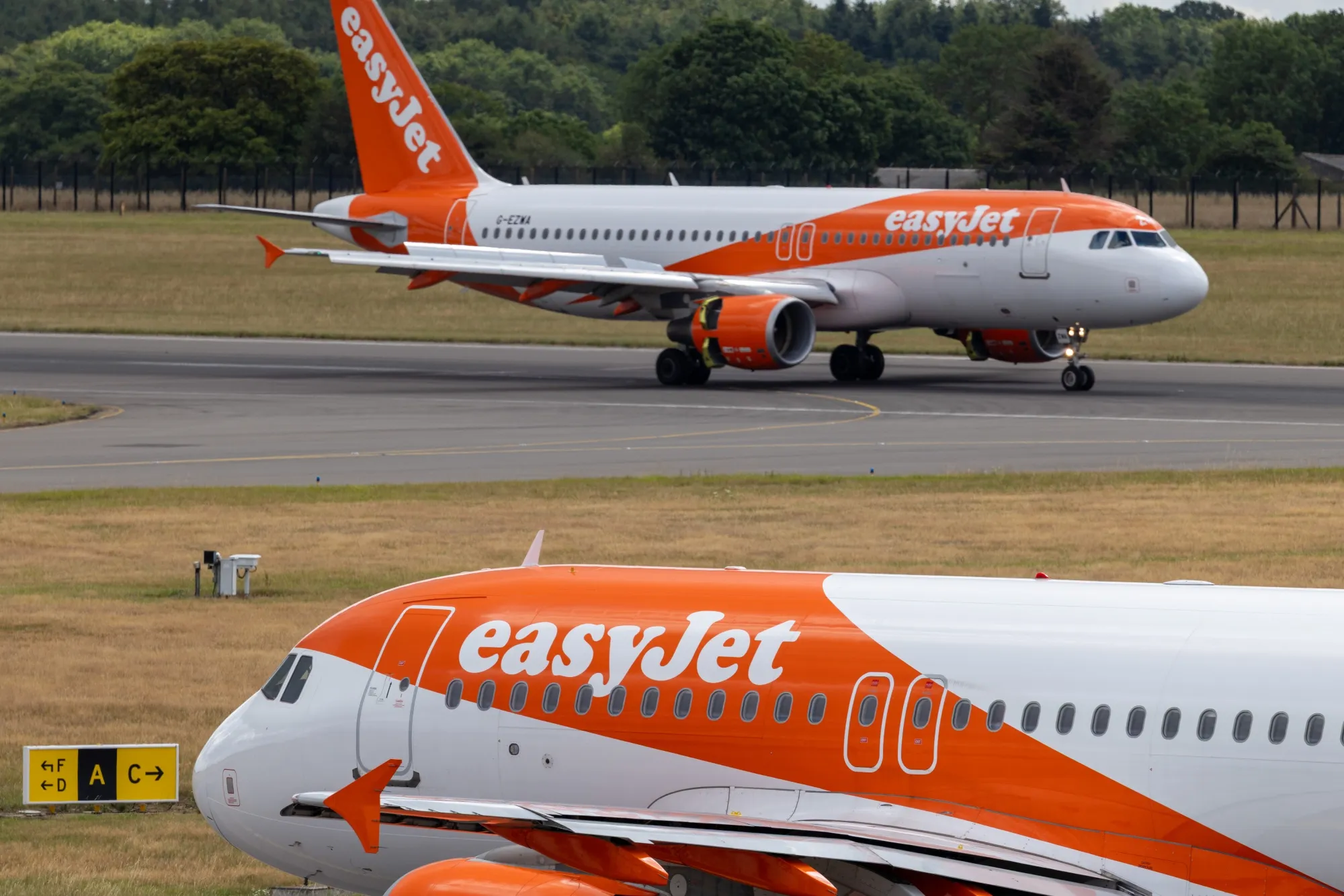 Passenger aircraft, operated by Easyjet Plc, at London Luton Airport.