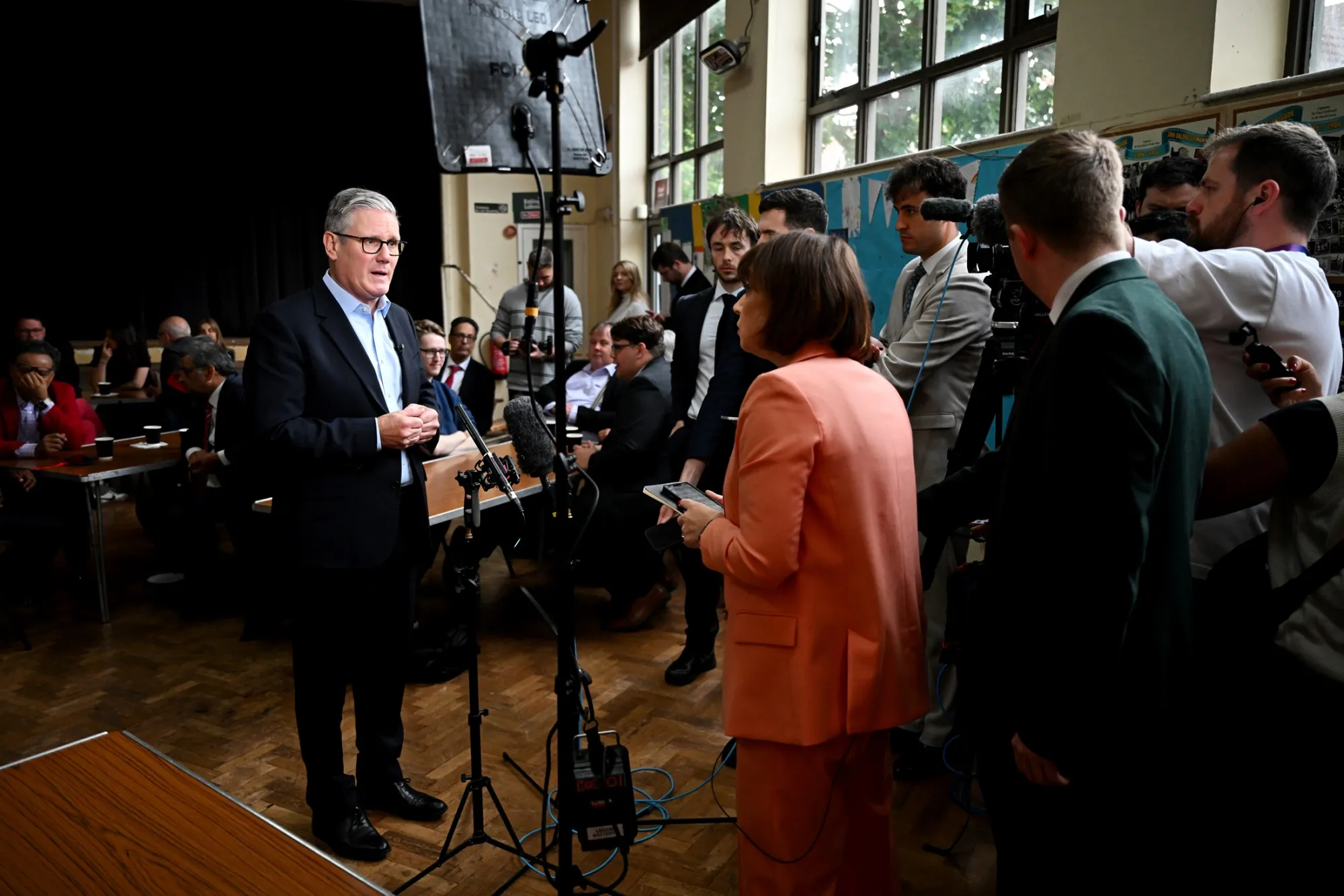Keir Starmer speaks to members of the media in London, on May 8.