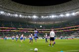 US soccer players warmup before the World Cup group B soccer match between Iran and the US at the Al Thumama Stadium in Doha, Qatar, Tuesday, Nov. 29, 2022.