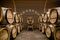 The barrel room at Angelus where the wine is aged for 18 to 24 months in oak casks before bottling.