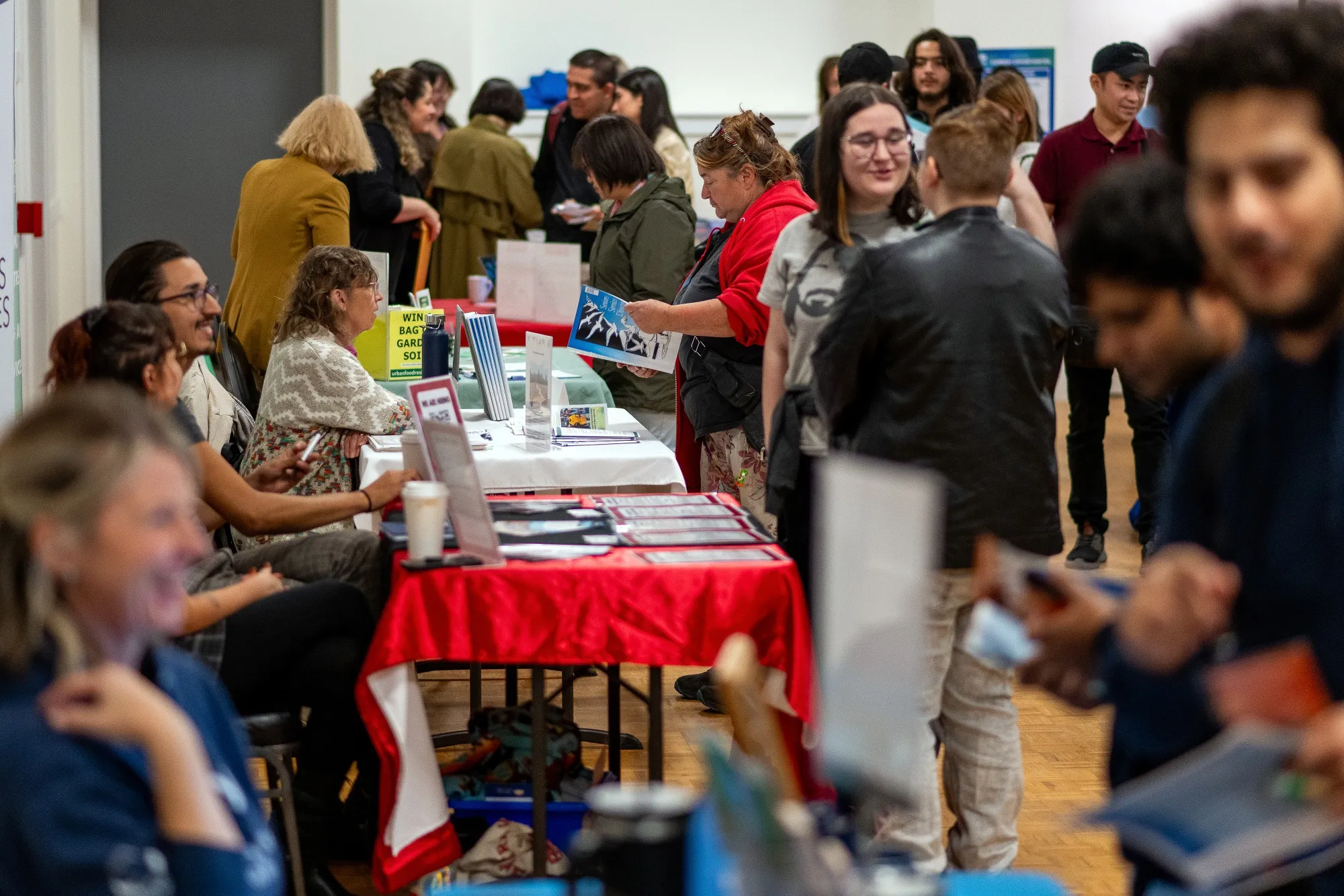 Attendees at the WorkLink Employment Society Job Fair in Langford, British Columbia, Canada, in 2024.