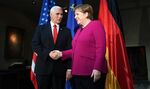 Angela Merkel, right, shakes hands with Mike Pence in Munich on Feb. 16. 