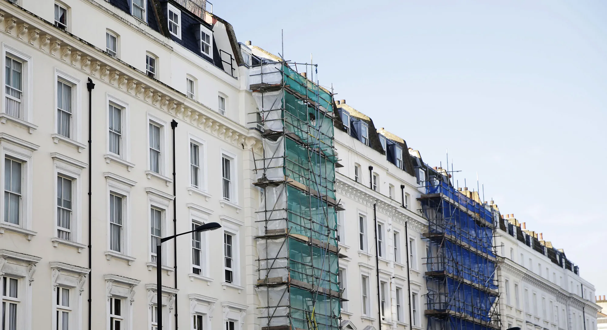 Homes undergoing renovation in London.