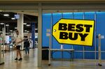 Shoppers outside of a Best Buy store in the Brooklyn borough of New York, US, on Wednesday, May 24, 2023. 