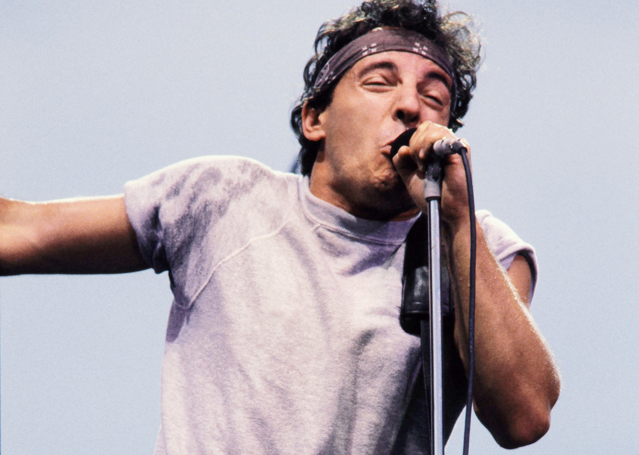 Bruce Springsteen performs in La Courneuve, outside Paris,&nbsp;on June 29, 1985.