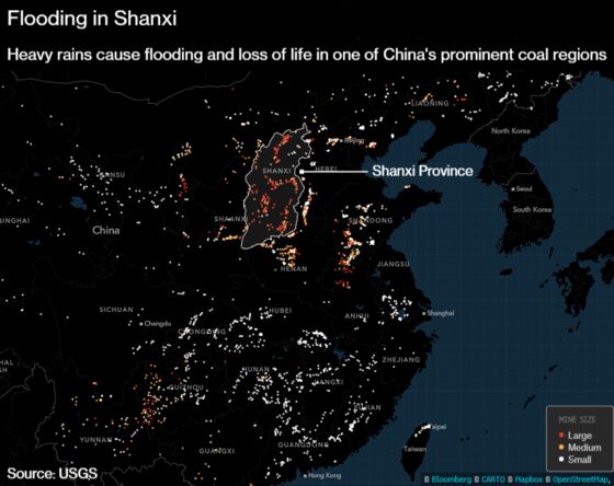 China Coal Futures Surge to Record as Flood Swamps Mine Hub