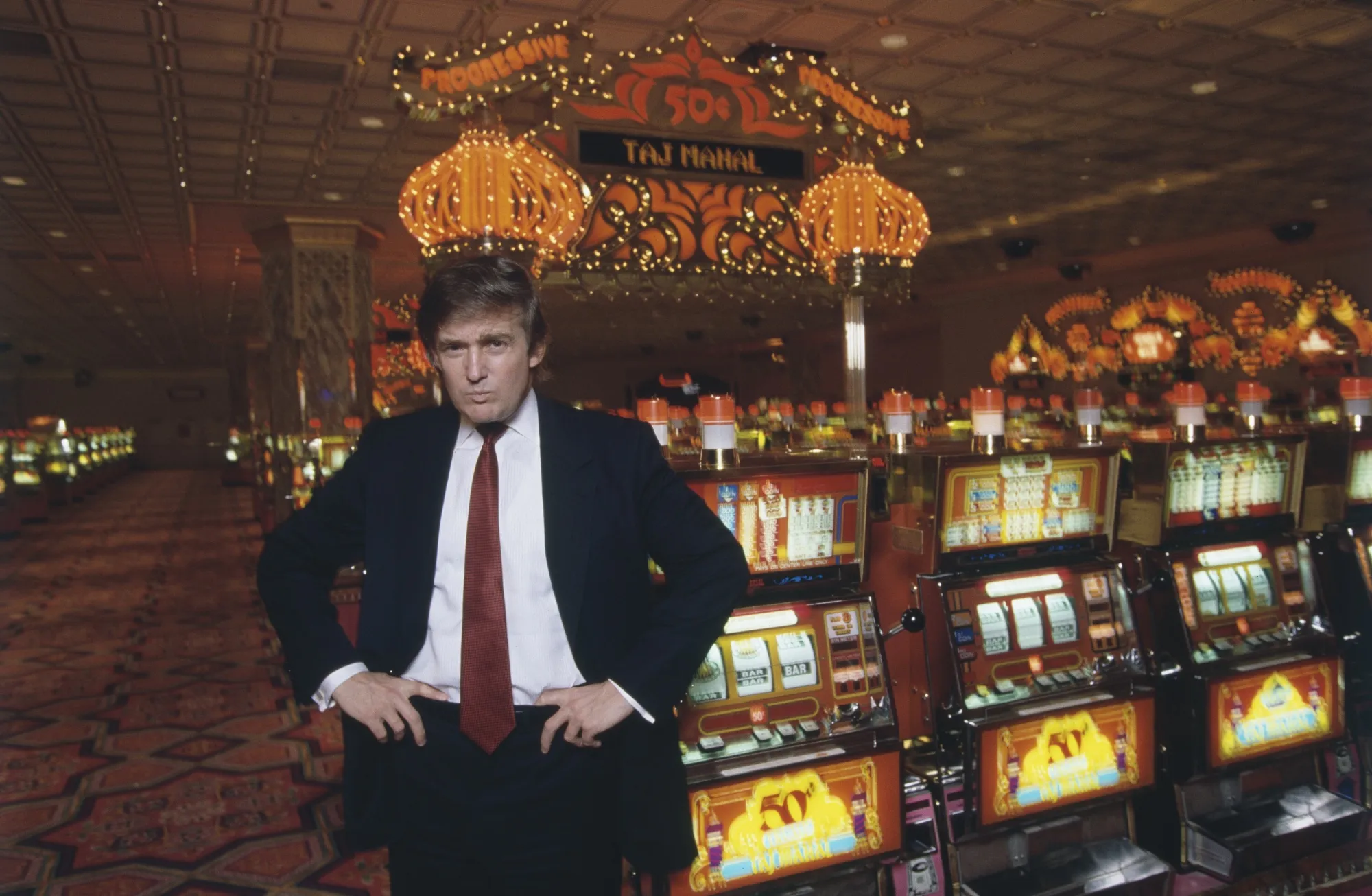Donald Trump at the opening of the Trump Taj Mahal casino in Atlantic City in 1990. 