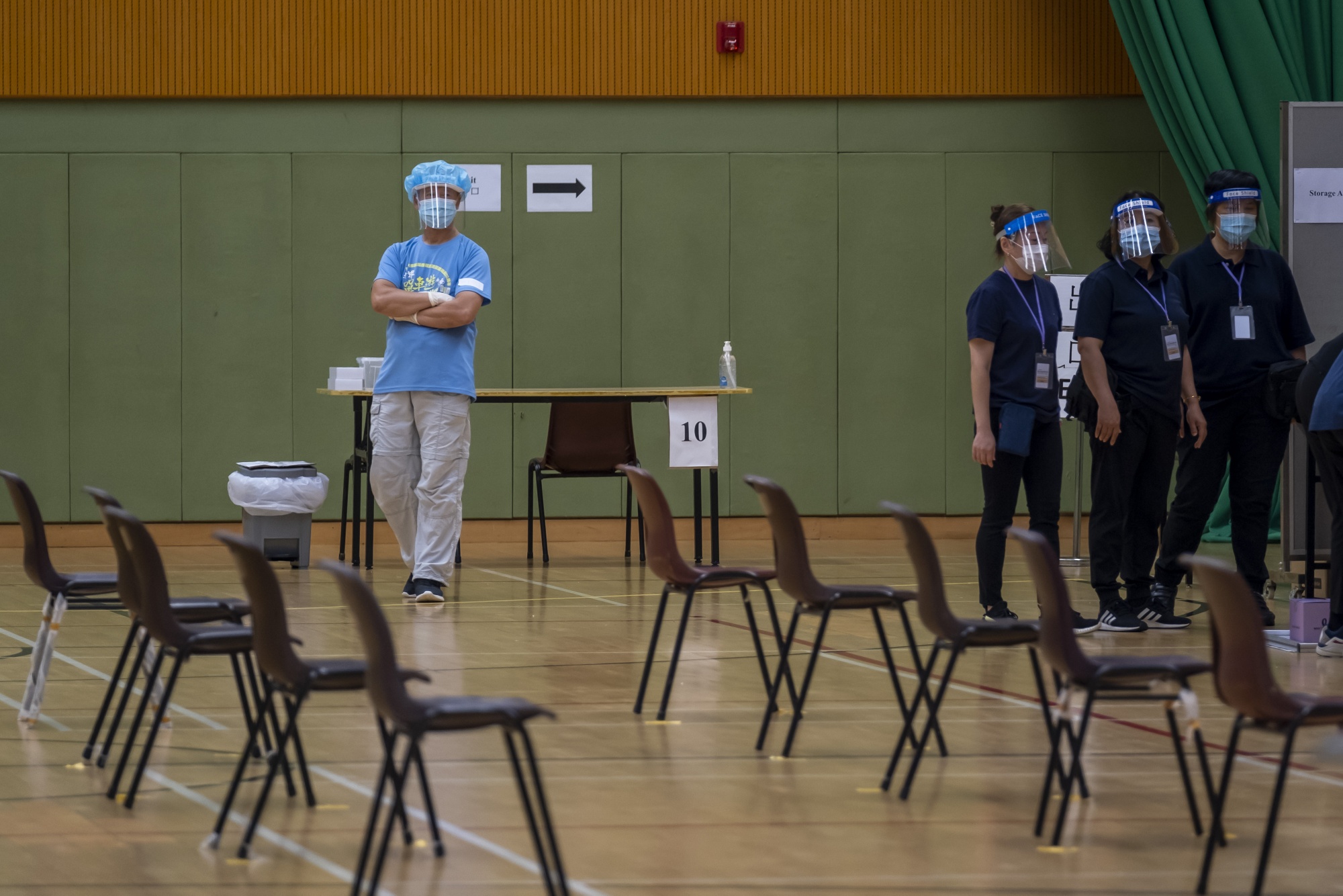 Inside a testing center for the government's Universal Community Testing Programme at Cheung Sha Wan Sports Centre in Hong Kong, Sept. 1.