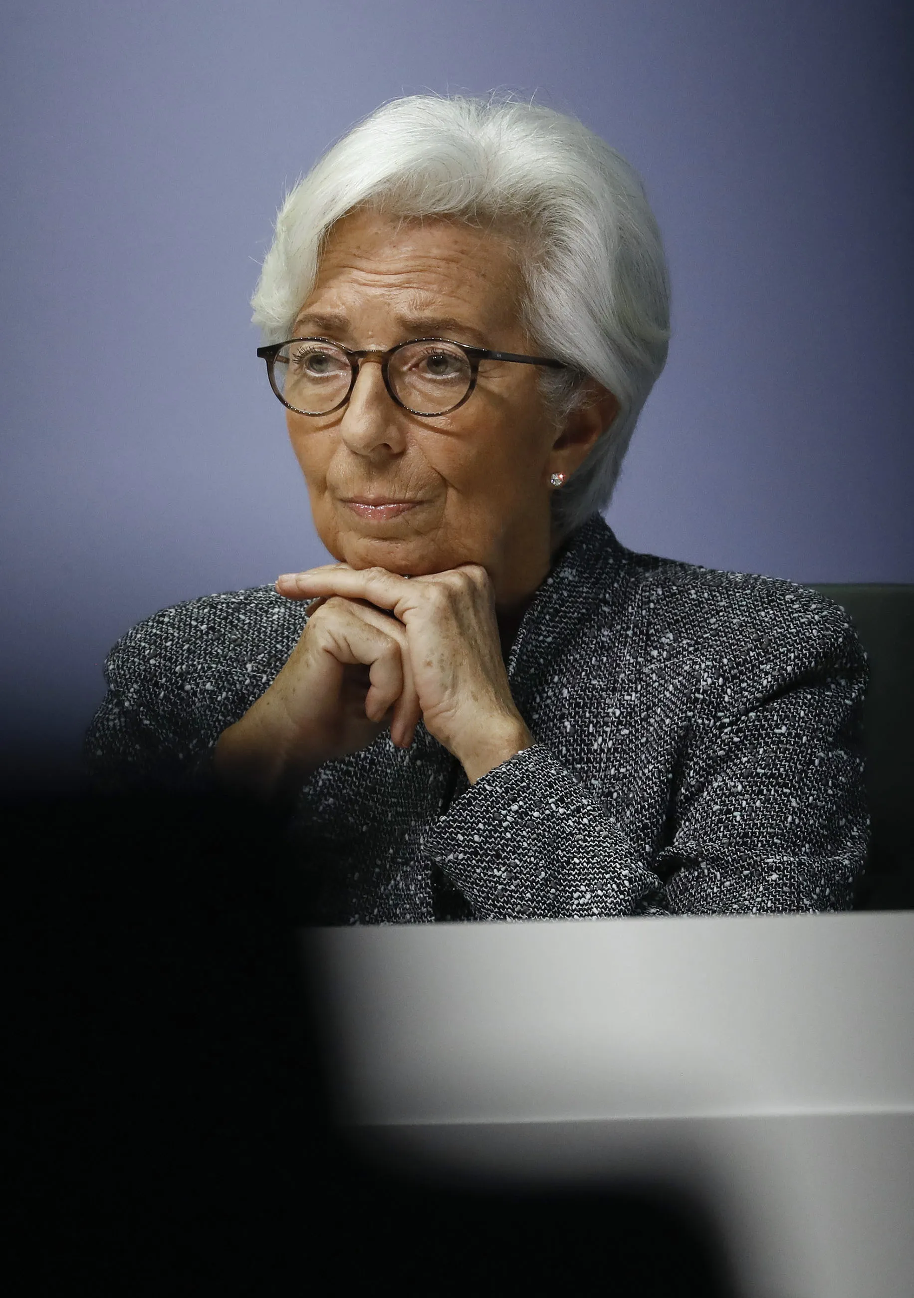 Christine Lagarde at the ECB’s news conference following the policy decision in Frankfurt on March 12, 2020.