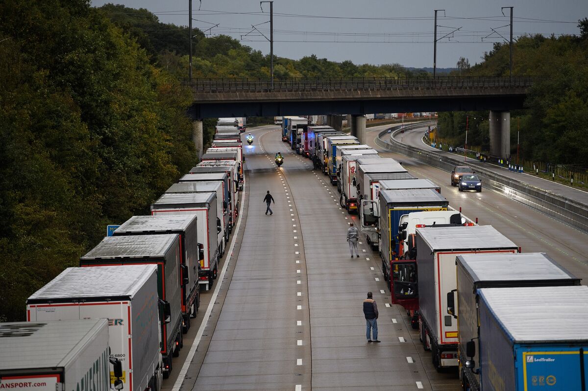 Lorries Back Up As Operation Stack Is Activated On Kent Motorway