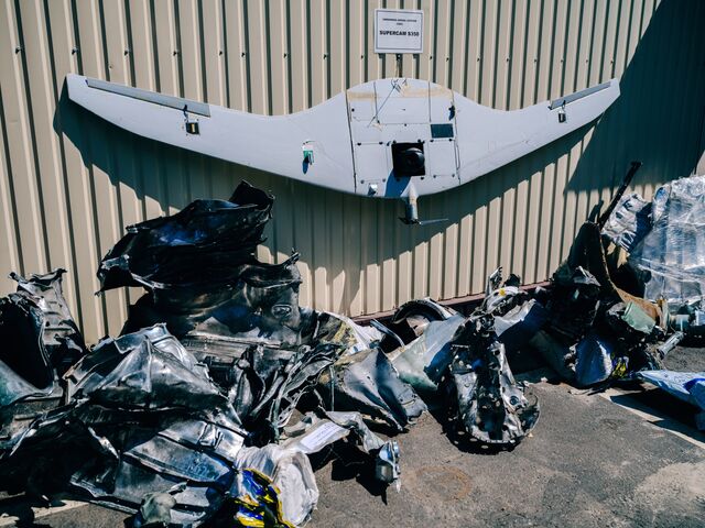 A Supercam UAV and fragments recovered from other Russian weapons used to attack Ukraine at the institute in Kyiv.